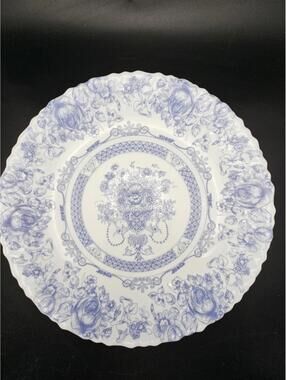 6 Arcopal France Honorine Dinner Plates 10.75" Blue Floral French Country Glass